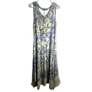 LOGO by Lori Goldstein Floral Sleeveless Handkerchief Hem Maxi Dress Size Small